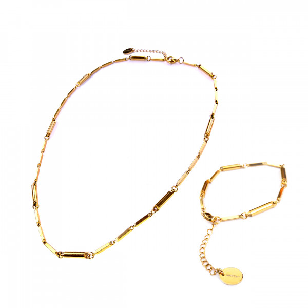 Classic Harmony Set Gold Tone Bracelet and Necklace